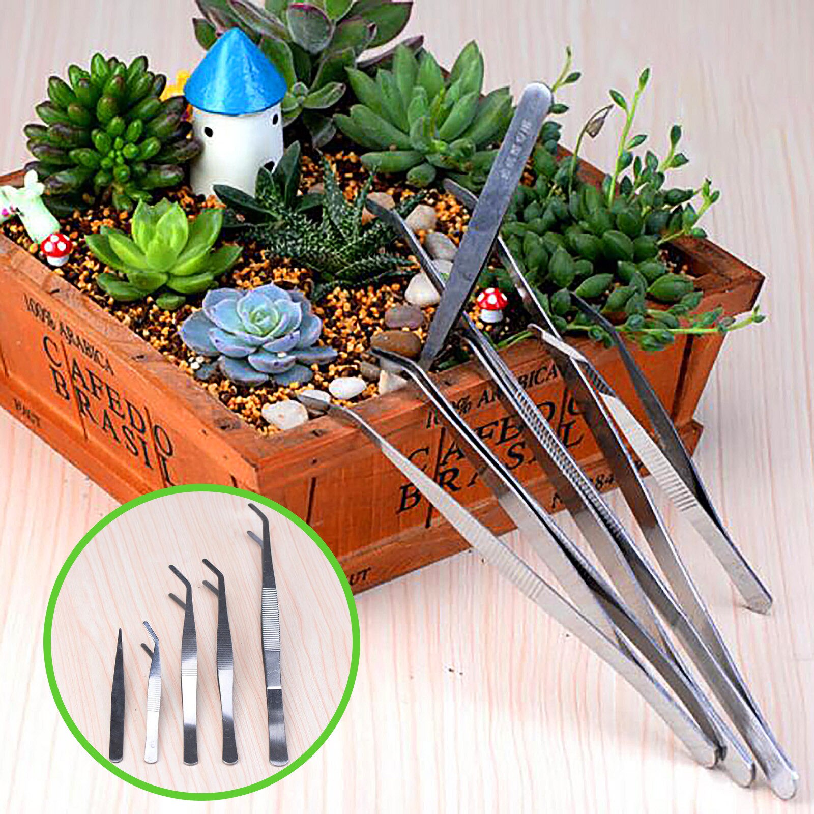Stainless Steel Tweezers Moss Landscape Ornaments Gardening DIY Tools