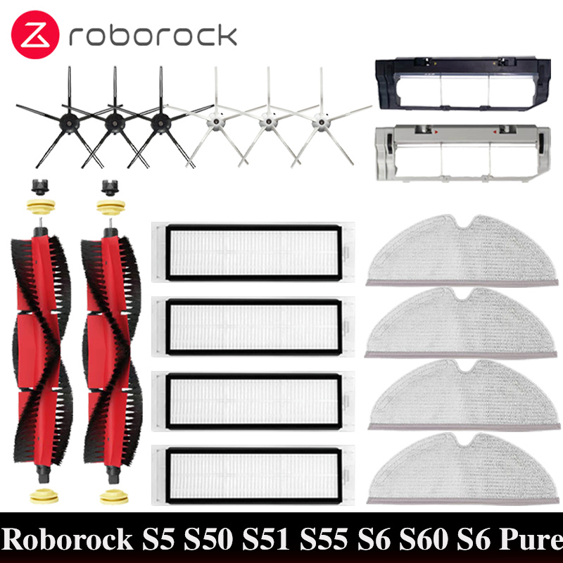 Roborock S5 S50 S51 S55 S6 S60 S6 Pure Akcesoria do odkurzaczy Filtr HEPA Ściereczka do mopa Boczna szczotka główna Części zamienne