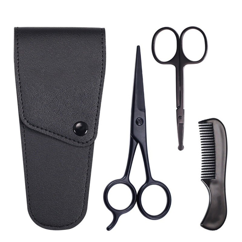 3Pcs Baard Mannen Snor Kam Trimmen Grooming Schaar Kit Schaar Set Kit Voor Mannen Zorg