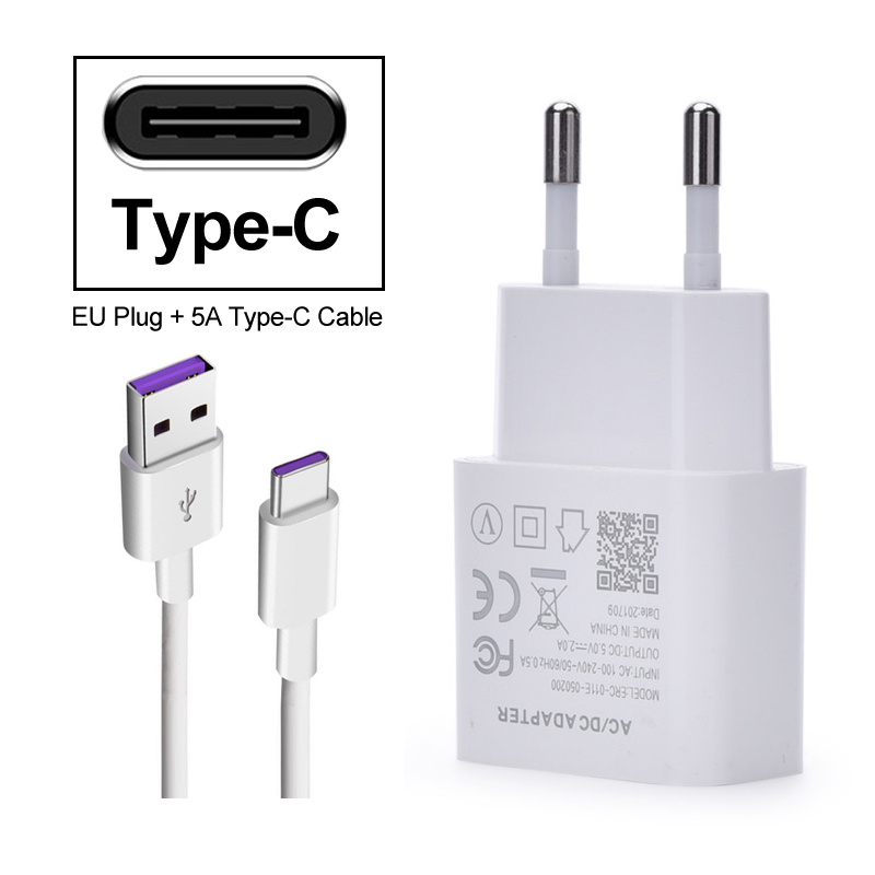 Cargador rápido para Huawei Y6 Pro honor 8A P SMART PLUS honor 10i 20i Y6 honor 8A Y6 Priem 3,1 tipo-C Usb Cable: EU Plug Type-C Cable