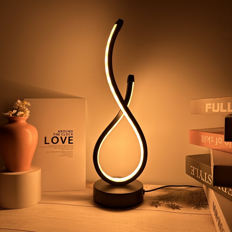 Spiral led natlampe dæmpbar 3 farver bordlampe til stue kontor skrivebord soveværelse sengelampe usb-stik