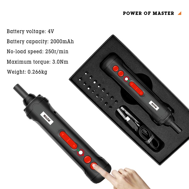 Mini USB Rechargeable Electric Screwdriver with LED Indicator Light and 19pcs Bits and Battery Power Screwdriver