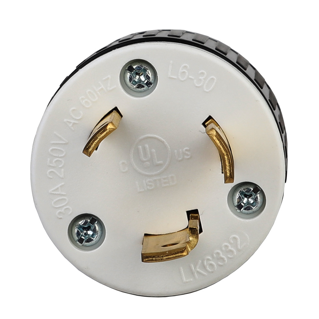 1PC 30 Amp, 250 Volt, NEMA L6-30P, 2P, 3W, Locking Plug, Industrial Grade, Grounding