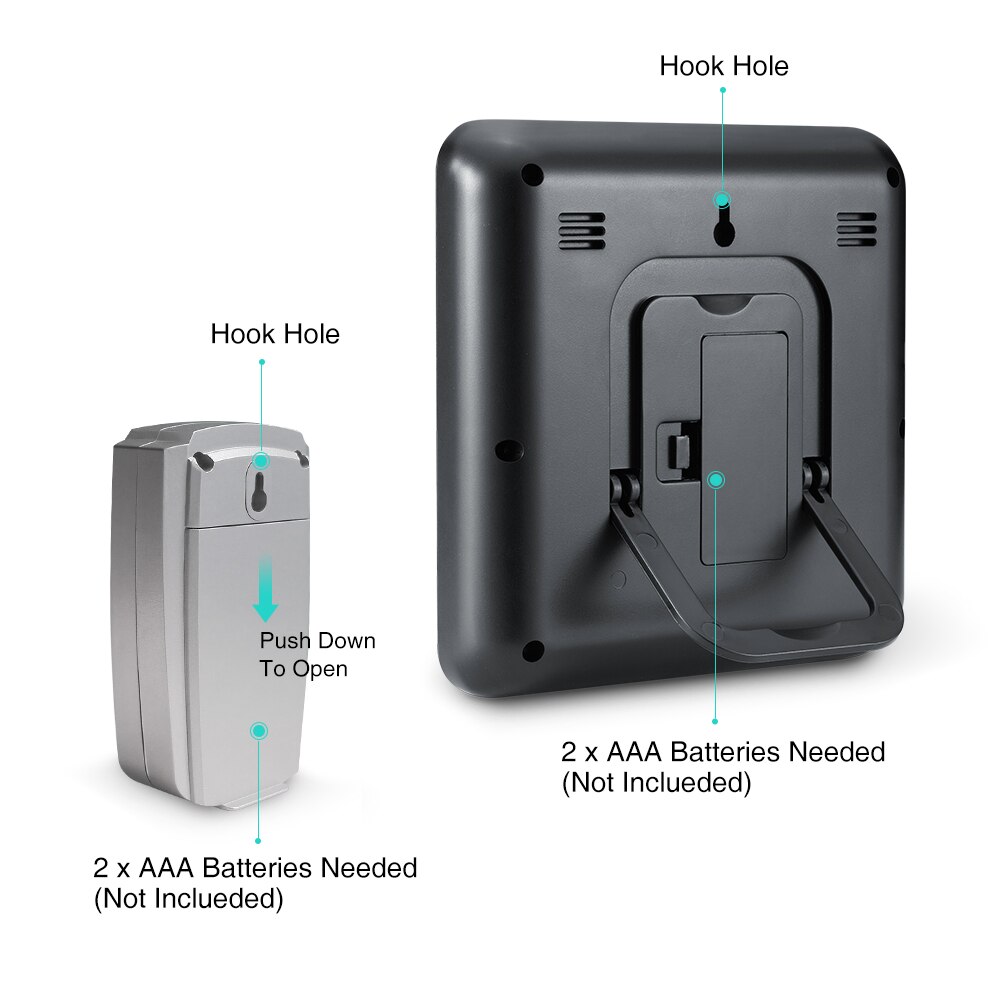 AMIR Digital Temperature Thermometer Weather Station Temperature Humidity Monitor with Clock Date and Moon Phase Remote Sensor