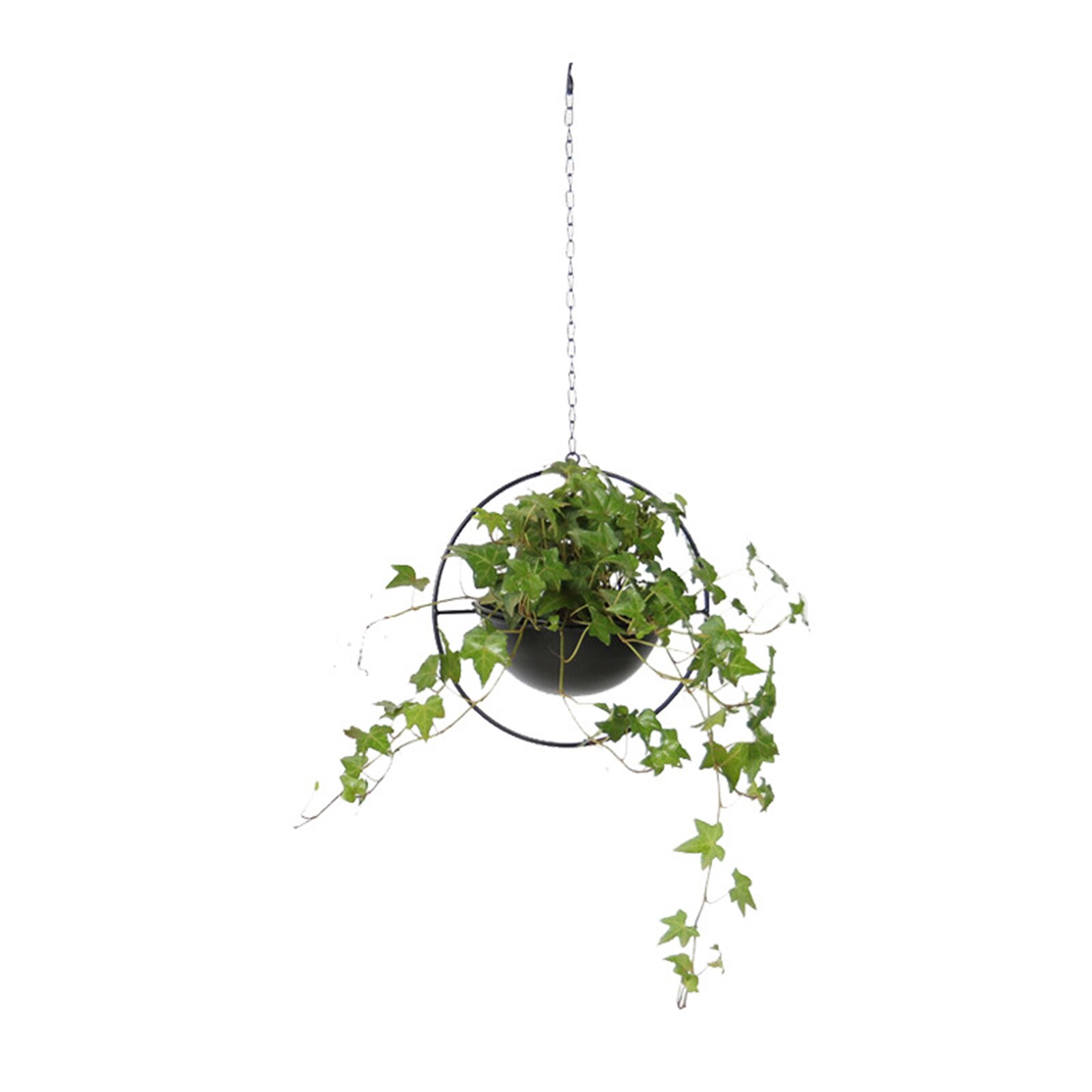 Nordic Style Ceiling Hanging Planter Modern Pot Holder Flowerpot: Round Black