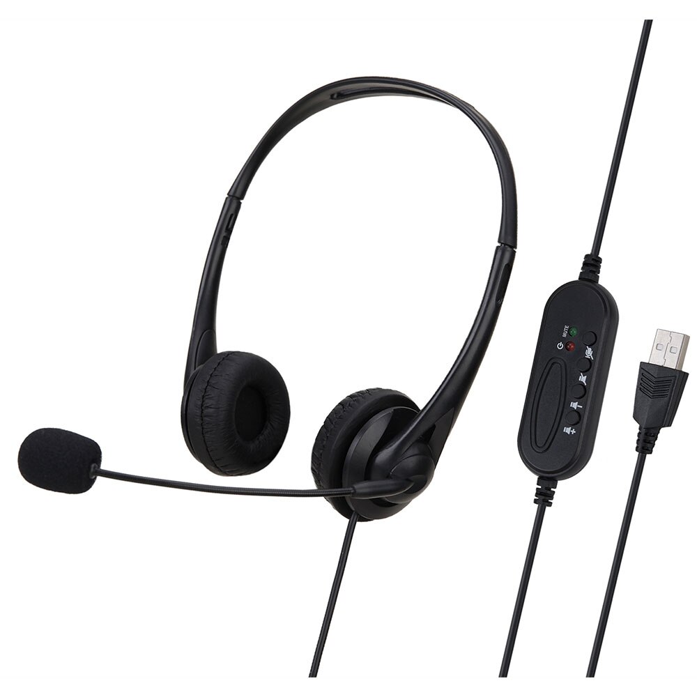 PC Computer Laptop Headphone with Noise Cancelling Microphone Chatting Network Teaching Video Conferencing USB Wired Headset: B-USB