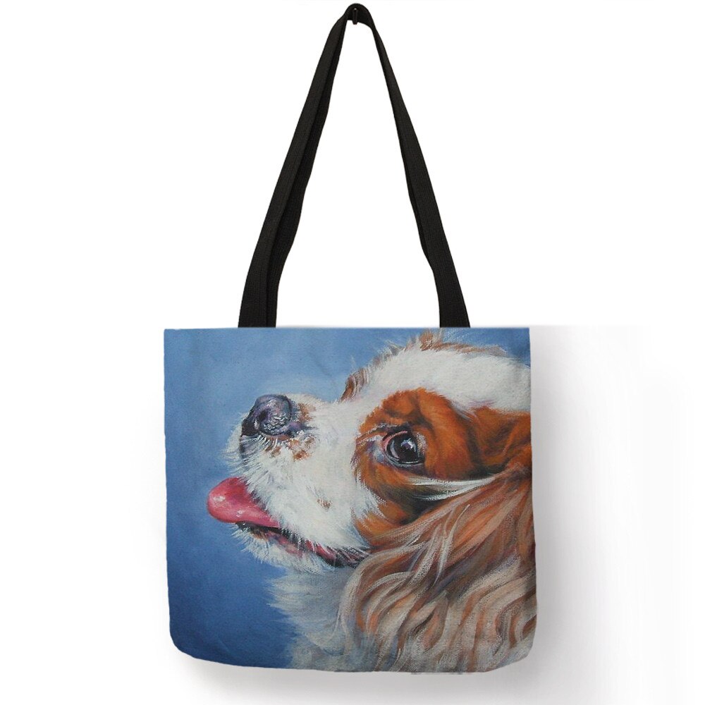 Vrouwen Handtas Charles Spaniel Olieverf Print Tote Bag Lady Meisjes Office School Travel Schoudertas Herbruikbare Boodschappentassen: 012