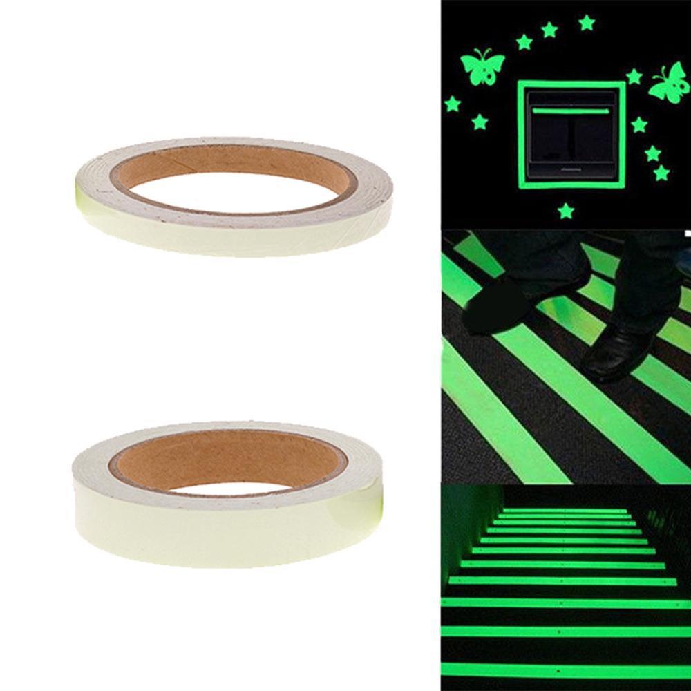 Cinta adhesiva fluorescente para decoración del hogar, cinta luminosa de seguridad que brilla en la oscuridad, 10M, 1cm, 2cm