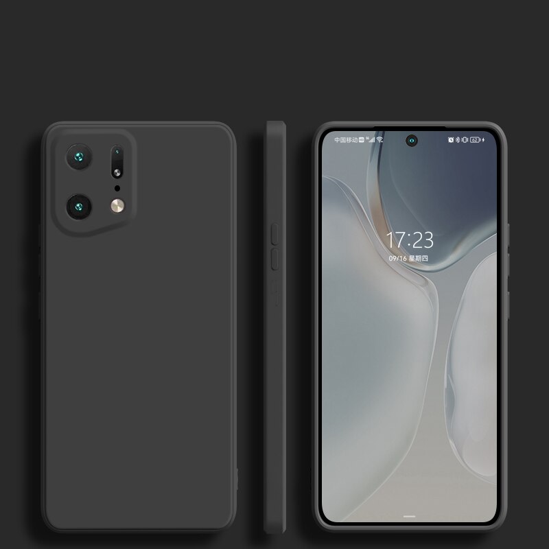 Coque souple en Silicone pour OPPO Find X5 Pro, étui de téléphone liquide: Black