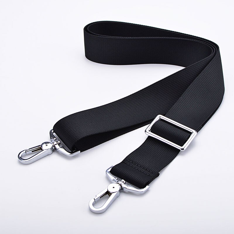 KZ 3.8cm Wide Computer Bag Nylon Strap Men Briefcase Crossbody Laptop Bag Shoulder Belts Adjustable 90-155cm Long Bands KZ1025: Black-Sliver Buckle