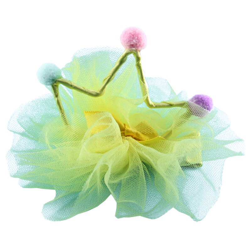 Pinza para el pelo con pompón para mascota, accesorio con lazo, corona para el pelo de perro, accesorios para el cuidado del cabello, 1 pieza: Yellow