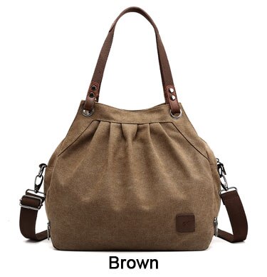 Piler Women Bag Canvas Tote Purses and Handbags Shoulder Bag Bowling Ladies Hand Bag Women Handbags Bucket Canvas Bag: Brown