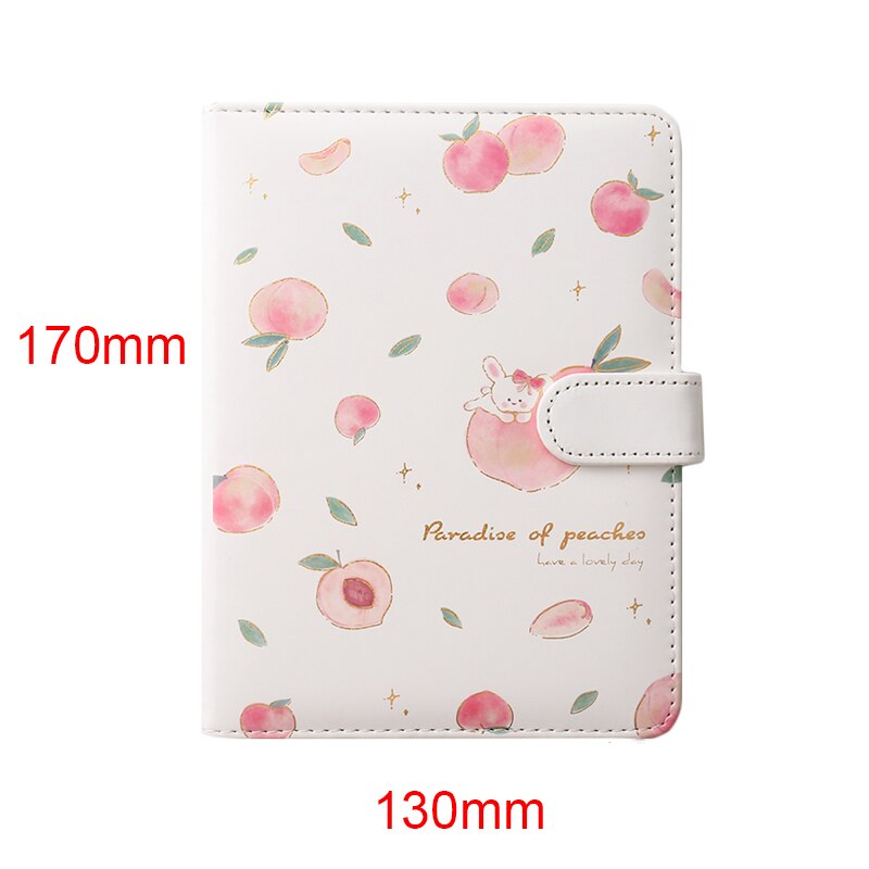 Kawaii melocotón cuaderno PU lindo de fruta diario Agenda planificador Colegio suministros