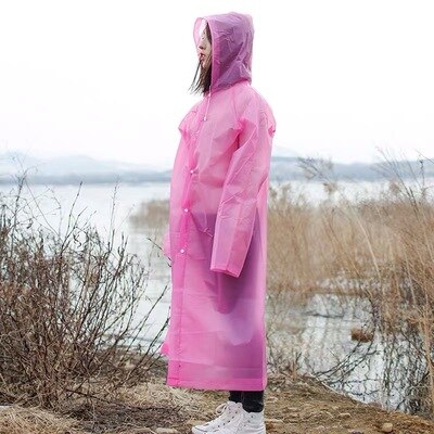 Eva Vrouwen Mannen Mode Transparante Dikke Regenjas Draagbare Outdoor Reizen Wandelen Regenkleding Waterdichte Camping Poncho Regenhoes: Pink