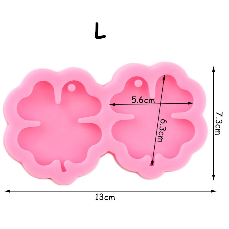 L/M/S Shiny Bladvorm Oorbellen Siliconen Mallen Klavertje Vier Sleutelhanger Klei Diy Epoxy Hars Sieraden mallen: CC649