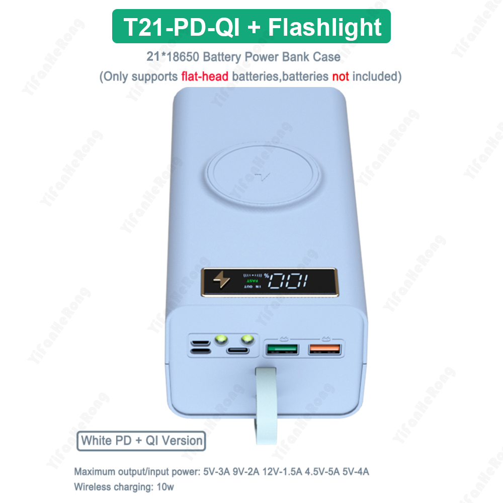 DIY Detachable Power Bank Case 21PCS 18650 Batteries Wireless Quick Charge For Phones Charging 21×18650 Battery Storage Boxes: Other