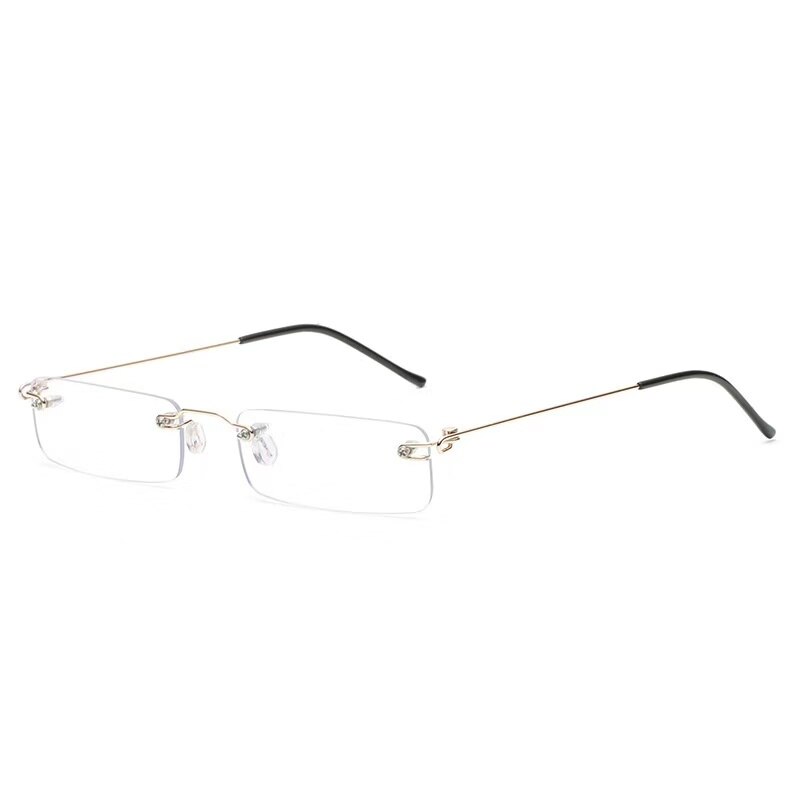 May Flower Anti-Blue Rimless Reading Glasses Square Metal Presbyopic Eyewear With Case Eyeglasses Men‘s Glasses For Sight Plus+4