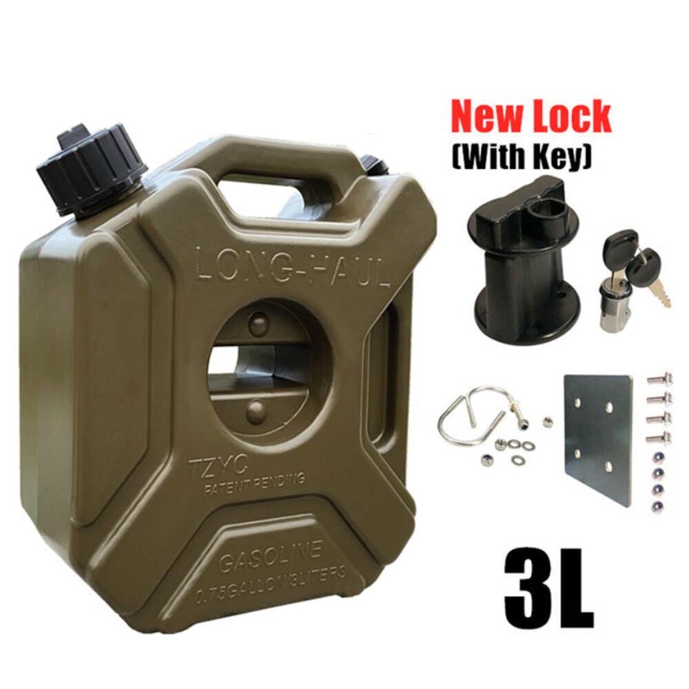 3L Portable Motorcycle Fuel Tank Spare Jerry Can Gas Plastic Car Gokart Oil Container ATV UTV Gasoline Petrol Tanks Canister: With lock and plate2