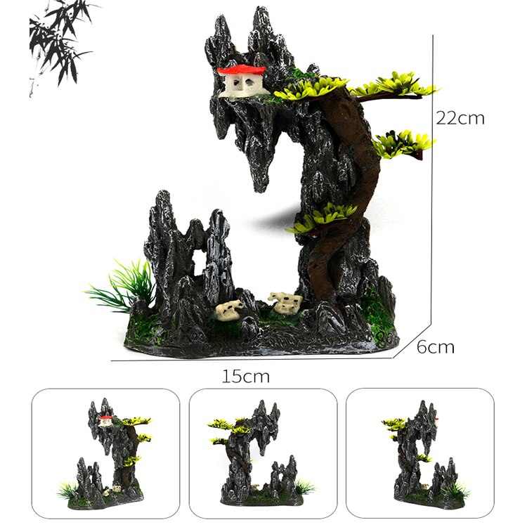 Aquarium Rockery Stone Aquatic Ornaments Fish Tank Landscaping Simulation Landscape Resin Rockery Stone Pet Accessoriess: AX-07