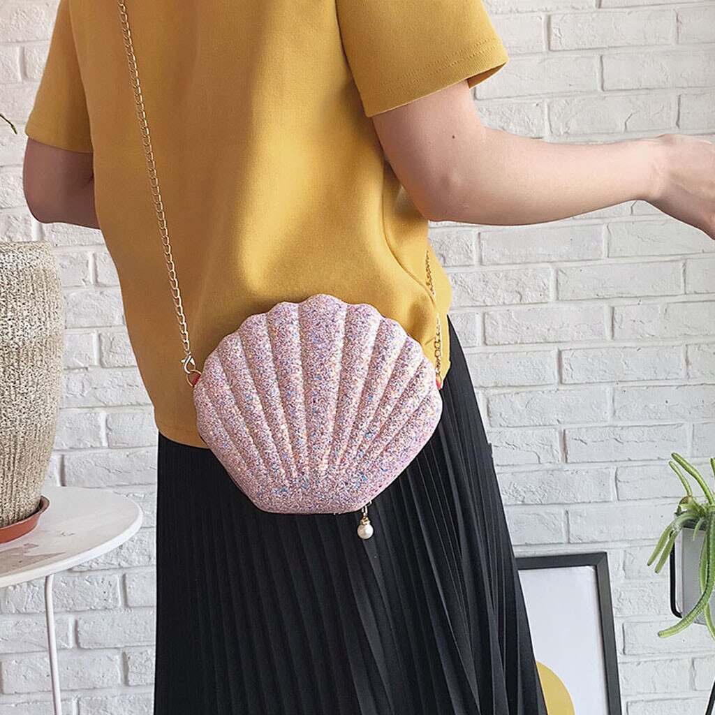 Aelicy senhoras bolsa de luxo brilhante concha forma corrente sacos de ombro feminino casual menina bolsa feminina carteras mujer de hombro y bolso