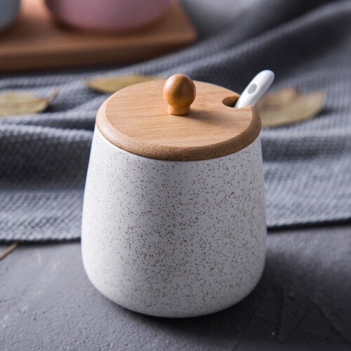 Keramikk kjøkken matbeholdere krydderkrukker saus grytesett salt pepper shakere kryddersprayer matlaging kjøkkenverktøy: Hvit