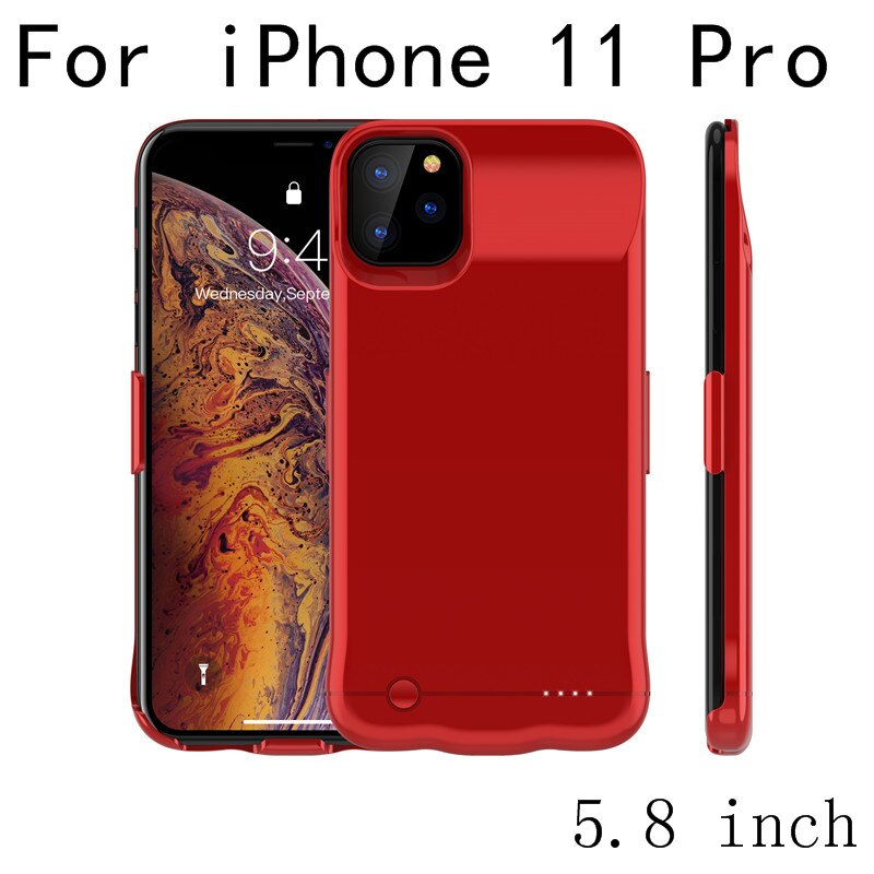 Slim Battery Charger Cases for iPhone 11 Pro Max External Power Bank Case for iPhone 11 Back clip battery Case Charging Cover: i11 Pro-Red