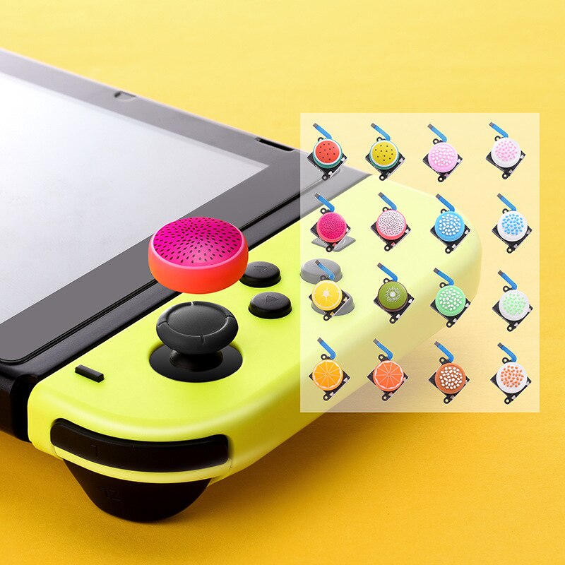 Fruit thumb grip cap interruptor balancim tampa 3d silicone antiderrapante joystick capa alça joycon caso escudo para nintendo switch e lite