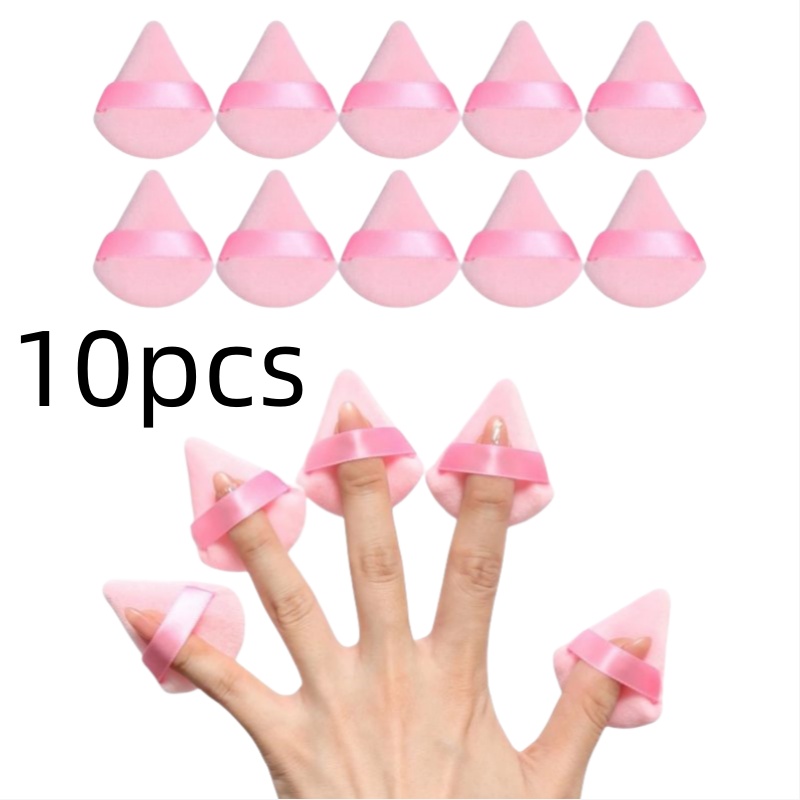 Mini esponja triangular de terciopelo para polvo, aplicador corrector facial, esponja cosmética para dedos, herramientas de maquillaje de belleza, 10-30 Uds.: Azul