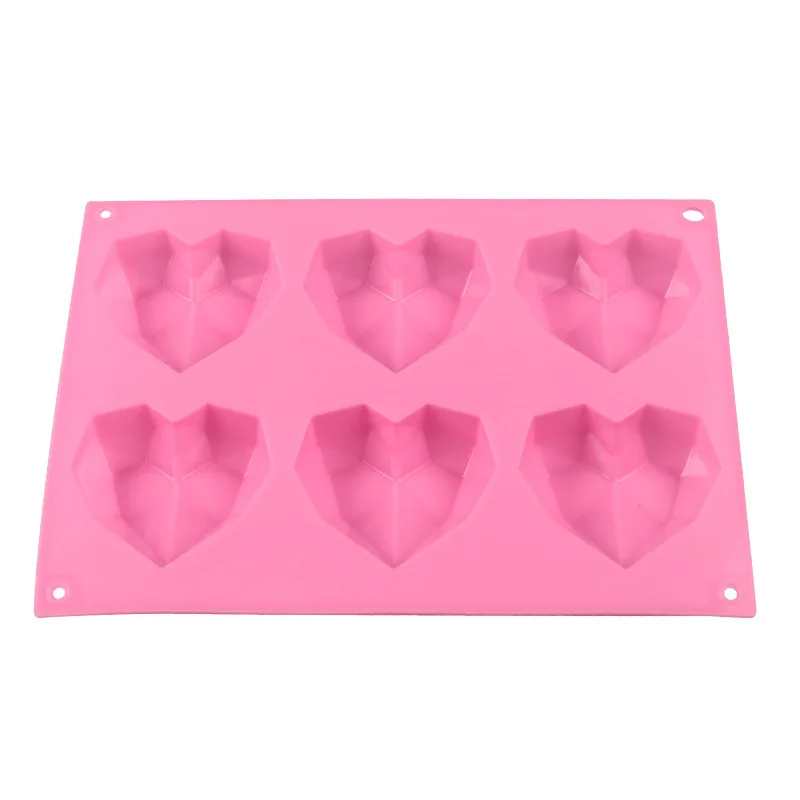 3D Geometric Cake Mold Heart Shaped Silicone Cake Mold With Mini Hammer Silicone Mousse/Chocolate Cakes Mould For Birthday: MULTI