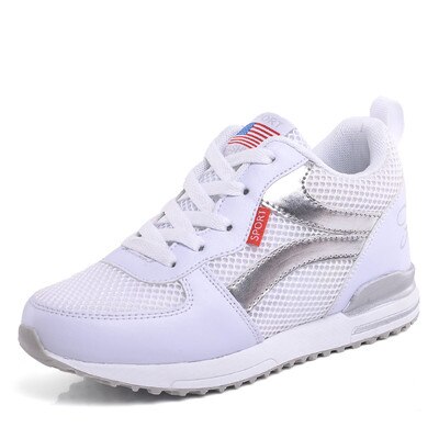 Women Flats Walking Shoes Mesh Breathable Sports Lace-Up Shoes Female Soft Comfortable Travel Summer Platform Shoes AA60018: White / 6