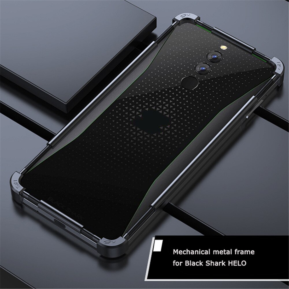 Telefondeksel for xiaomi black shark helo 2/ 3 pro metallbeskyttende bakdeksel anti ramme kant type: Svart hai helo