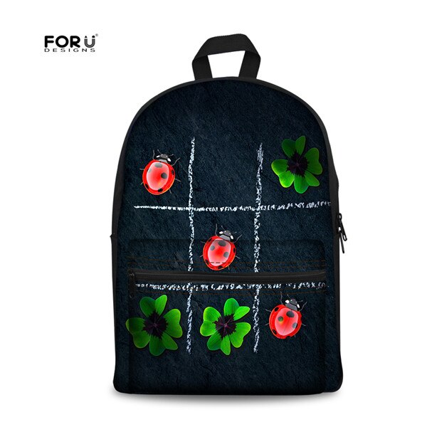 FORUDESIGNS Canvas Backpack Men 3D Ladybug Printing School Backpack for Teenage Boys Girls Bagpack Women Bag Rucksack: CC1461J