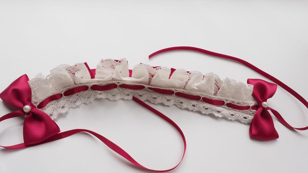 Japonais doux soeur Lolita bandeau dentelle bandeau de cheveux nœud Lolita mignon doux sauvage bande de cheveux Kawaii adolescentes filles ornements de cheveux: Wine Red