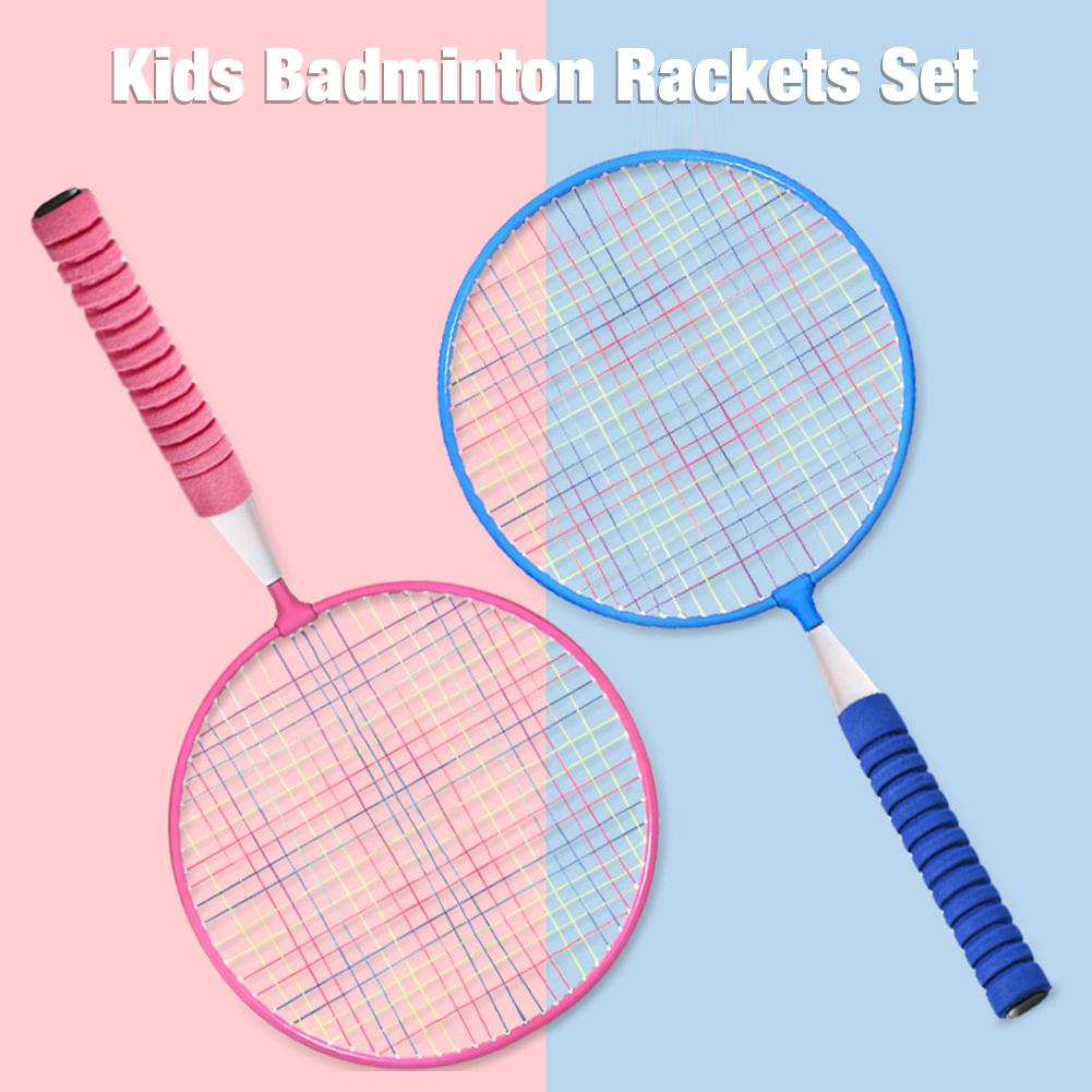 1 Pair Badminton Rackets Set Lightweight Portable for Kids Indoor Outdoor Game