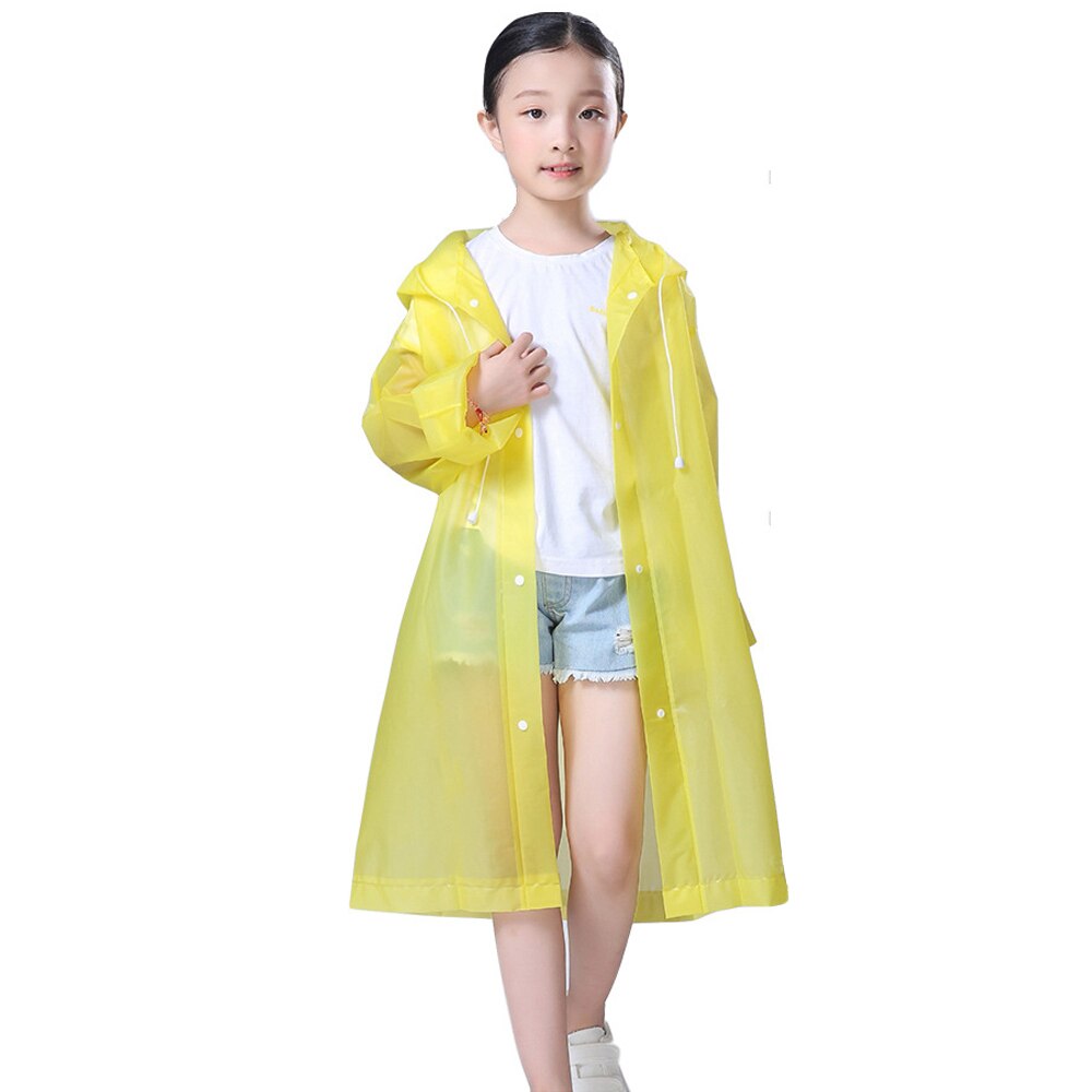 Sommer 3-10 år børn hætteklædt regnfrakke børnetæt vandtæt støvtæt gennemskinnelig regnfrakke piger trenchcoat børnetøj  d30: Gul