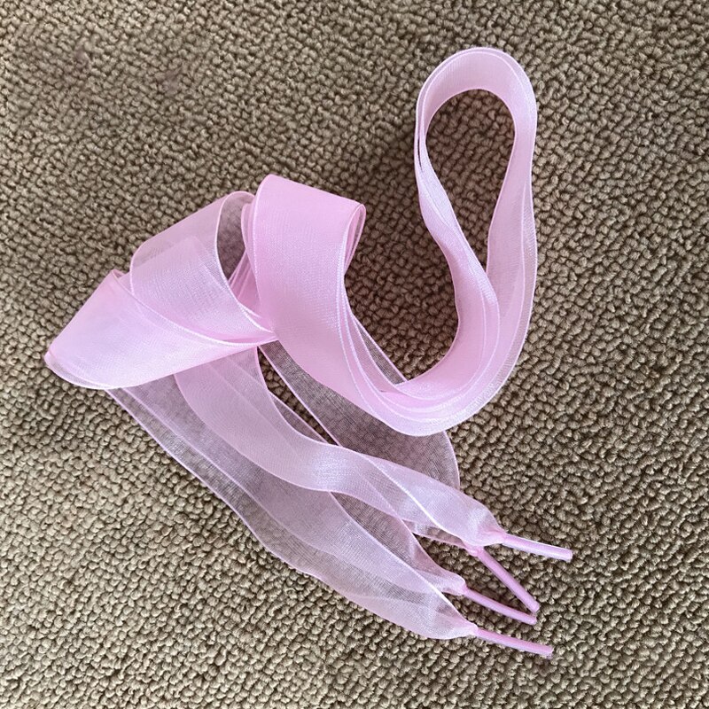 Zapatos deportivos con cinta de Organza para mujer, zapatillas planas con lazo, Cordones informales, 140cm: Rosa