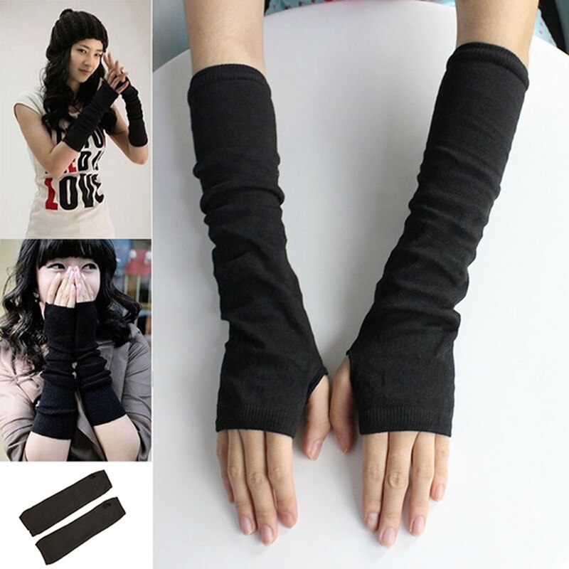 Gestrickte Lange Finger Handschuhe Handschuh Arm Wärmer Handschuh unisex Häkeln Halb Finger Lange Handschuhe