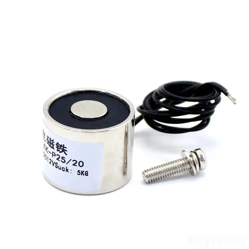 Podnoszenie 5KG 50N 25/20 Mini elektromagnes DC 6V 12V 24V 36V elektryczna cewka silny zasysacz trzyma elektromagnes