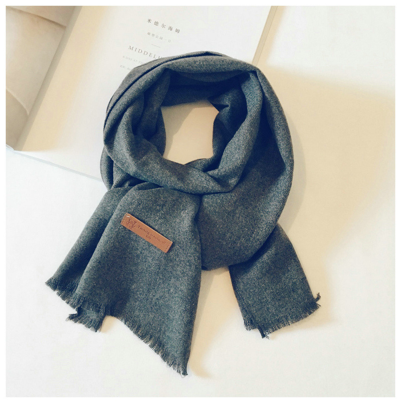 Écharpe pour enfants automne hiver bébé couleur Pure écharpe édition coréenne en cuir Standard loisirs garçons copines eckerchief: Gris