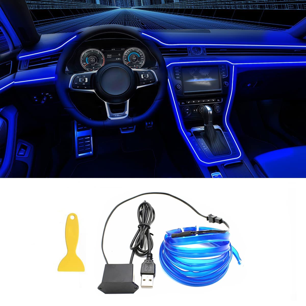 5M Auto-interieur Led Strip Licht Neon EL Bedrading Decoratieve Lamp Voor Auto DIY Flexibele Omgevingslicht USB Party sfeer Diode