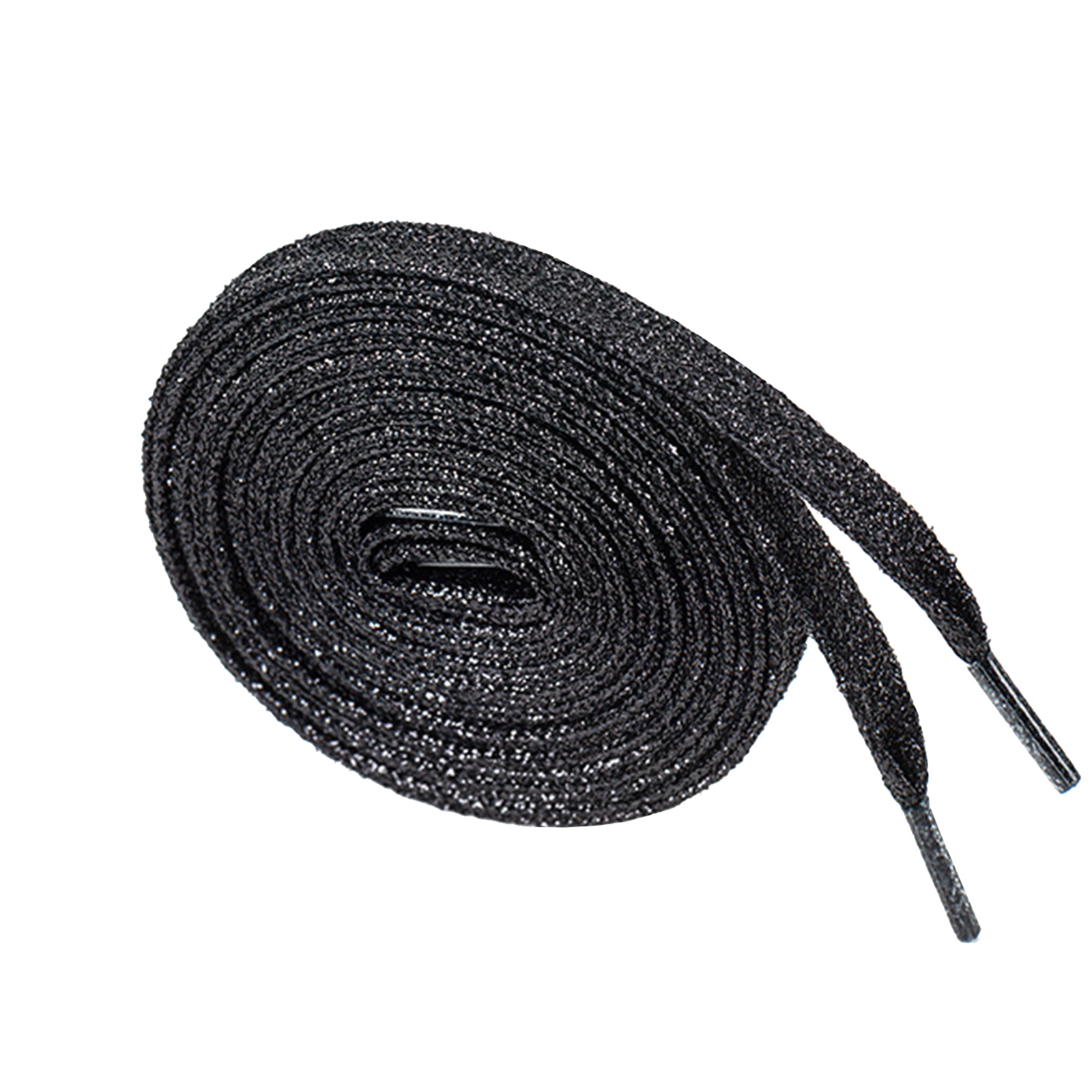 Lacets métalliques scintillants de 115 CM de Long, cordons de chaussures plats scintillants: black