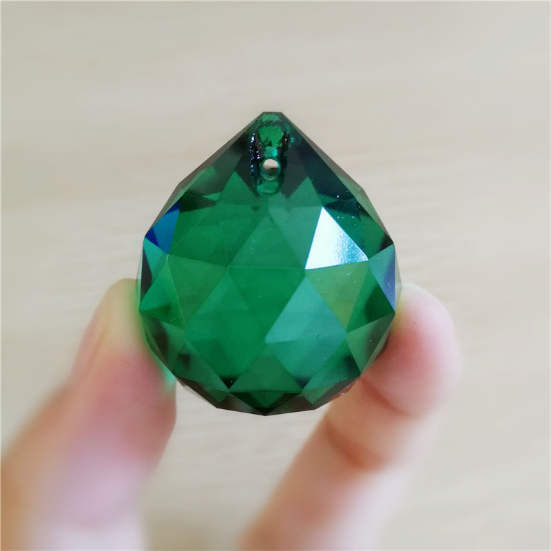 15mm-40mm Crystal Chandelier Ball Various Color 10 Pieces Glass Faceted Prisms Decorative Lighted Beads: Zircon Green / 30mm