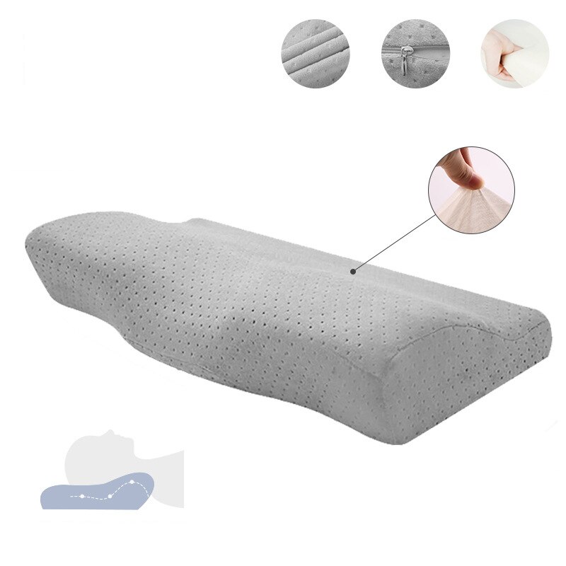 Vlinder Vormige Memory Foam Beddengoed Kussen Bescherming Nek Trage Rebound Slapen Cushionhealth Zorg Cervicale Orthopedische Kussens: gray Lined