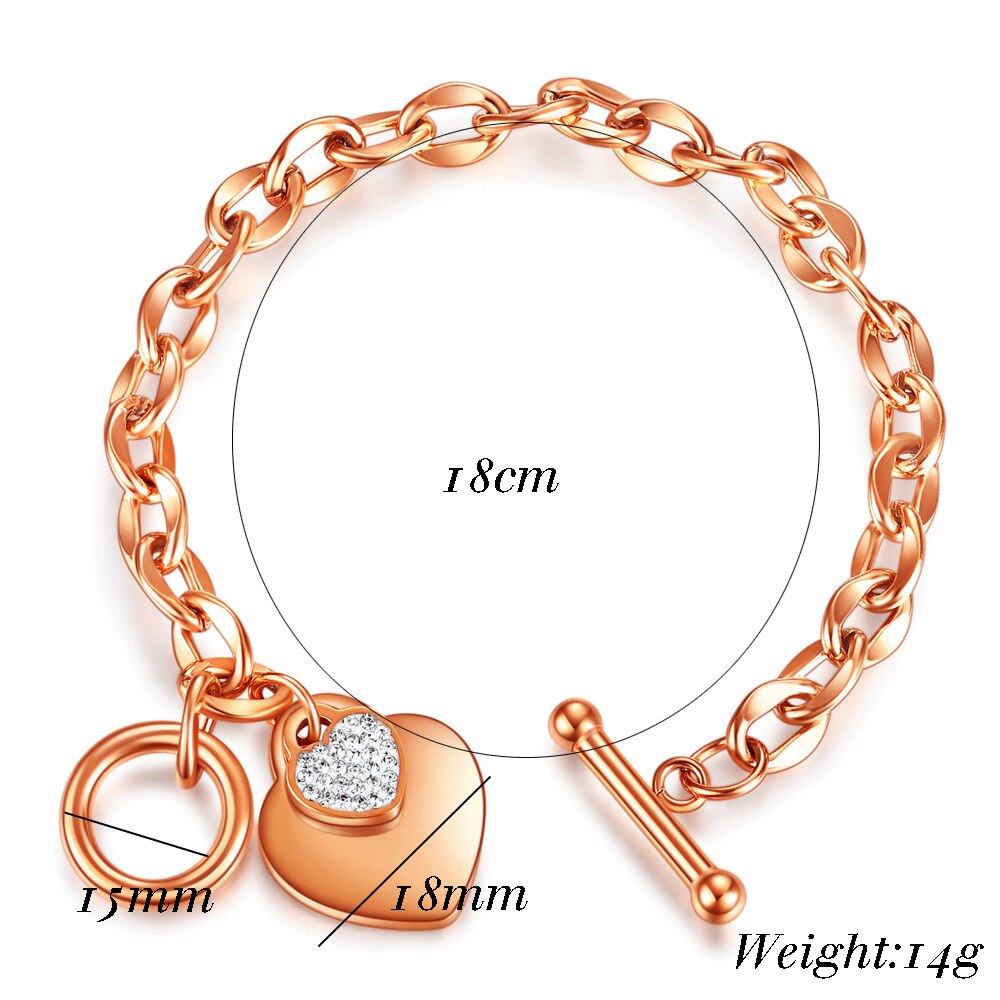 Love Heart Charm Armbanden Voor Vrouwen Goud Zilver Kleur Rvs Ketting Armband & Bangle Sieraden 1201