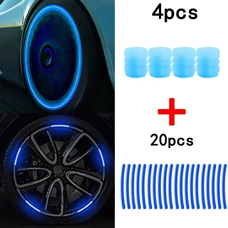 Universele reflecterende velgstickers auto motorfiets fiets carrosserie velgstreep tape sticker decoratieve reflectorfolie decals: Blauw