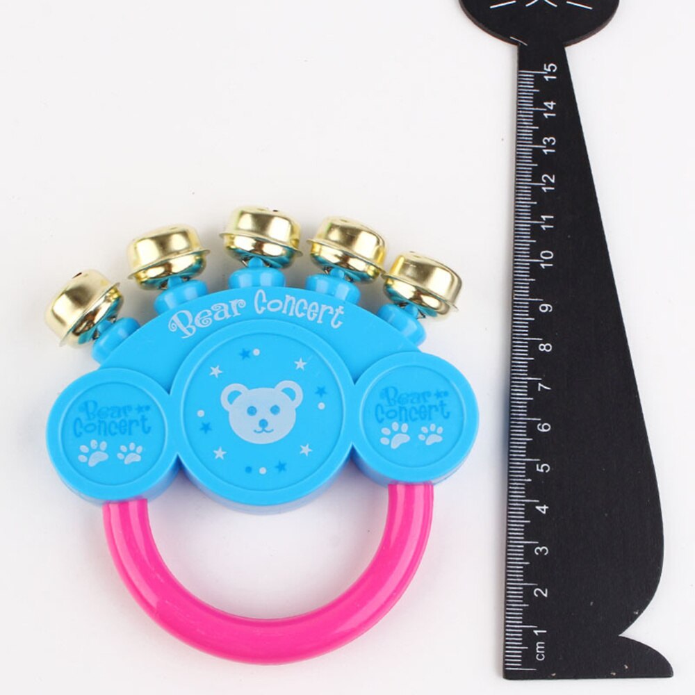 6Pcs Jingle Bell Plastic Handvat Bear Patroon Rvs Muziek Instrument Slee Bel Voor Kinderen Baby: Default Title