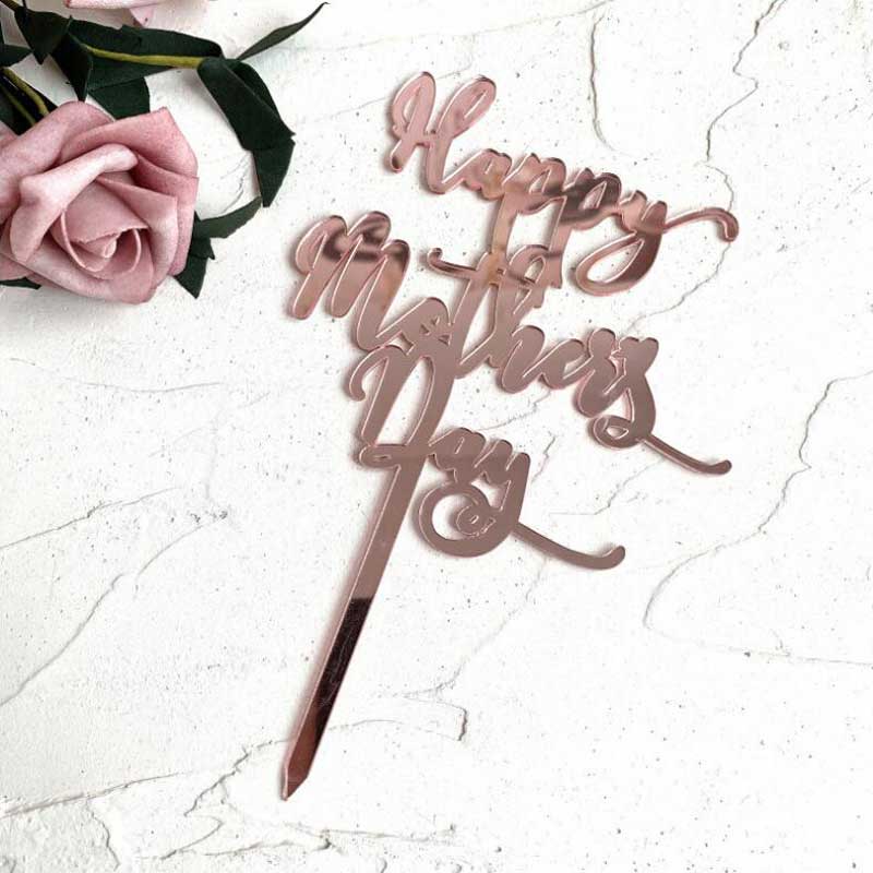 Rose Goud Zwart Acryl Gelukkige moederdag Verjaardag Cake Topper Dessert Decoratie voor Mum Party cupcake toppers Mooie