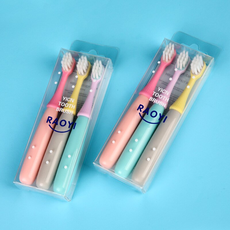 3 ensembles de 3-5 ans petit champignon Silicone brosse tête dessin animé Superfine doux cheveux brosse à dents
