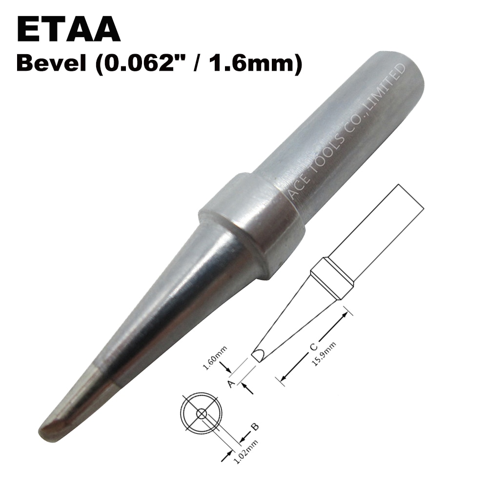 ETAA Soldering Tip Bevel 1.6mm Fit WELLER WES51 WES50 WESD51 WE1010NA WE1010EU PES51 PES50 LR21 LR20 Handle Welding Iron Bit
