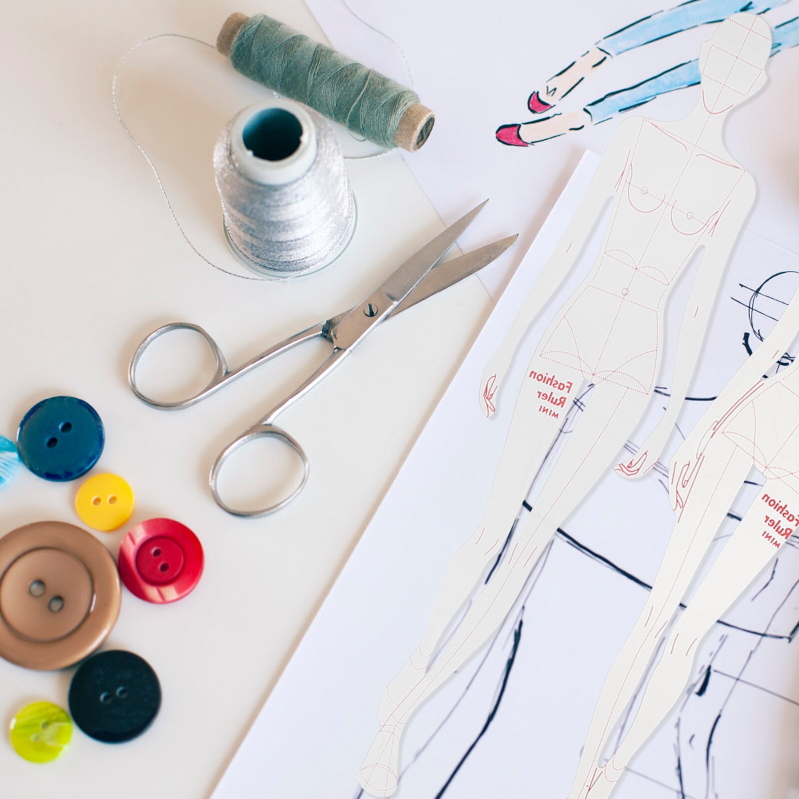 1 Set Kleding Tekening Sjabloon Heerser Model Mode Naaien Patchwork Heersers Figuur Tekening Sjabloon Voor